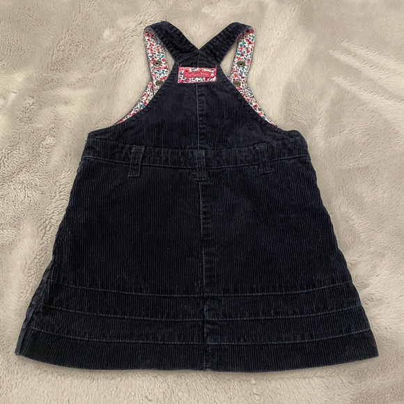 JoJo Maman Bébé navy cord/corduroy pinafore dress 6-12m (fit beyond 12m) - Picture 3 of 3